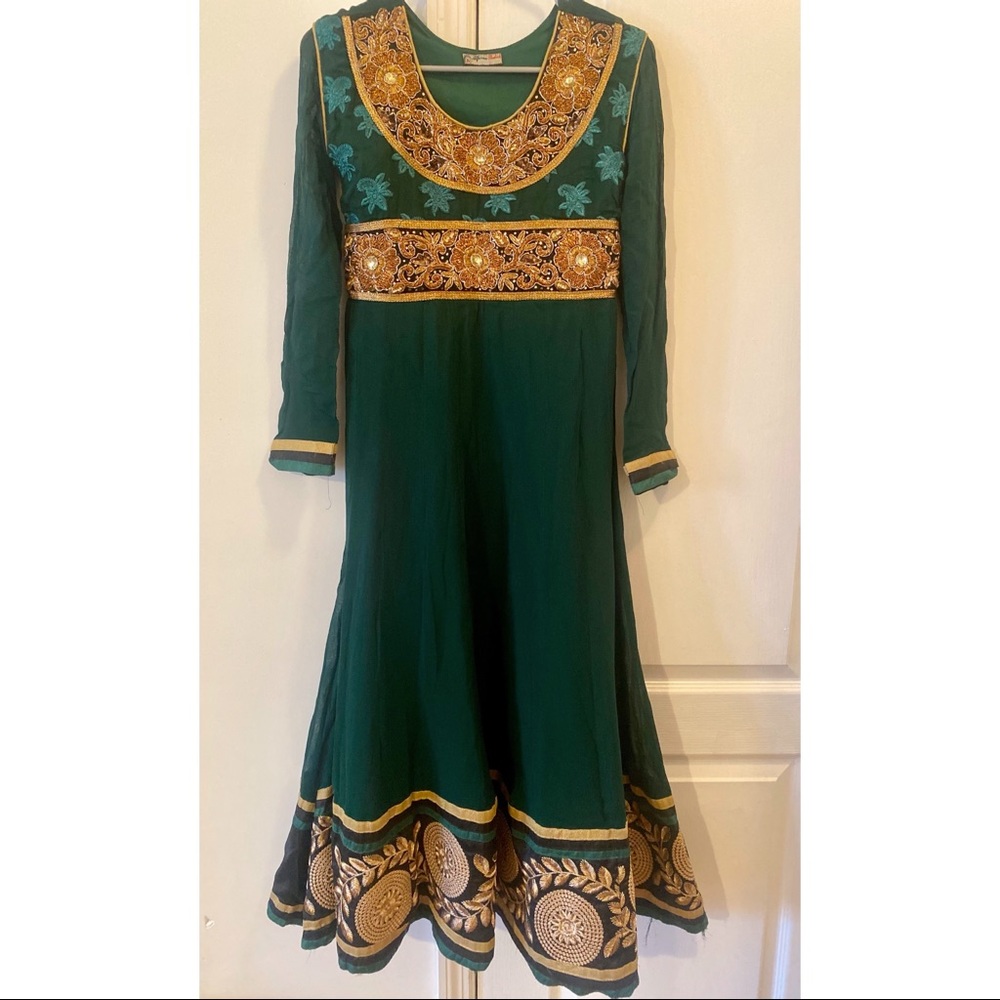 GREEN INDIAN ANARKALI DRESS